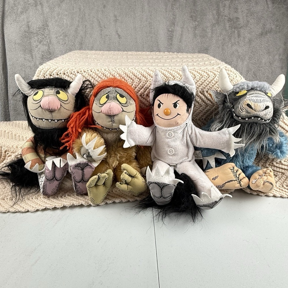 Where the‎ Wild Things Are Plush Lot of 4 Vintage 1980 Caldecott Books Nursery